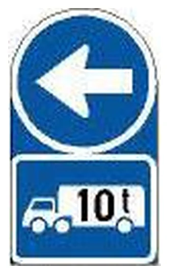 Proceed left only, goods vehicles over the indicated GVM…