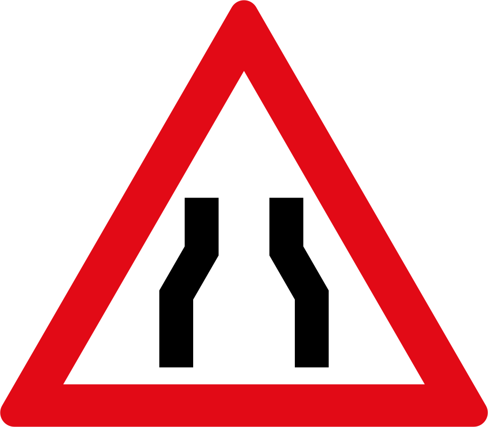 Road narrows from both sides (W328)