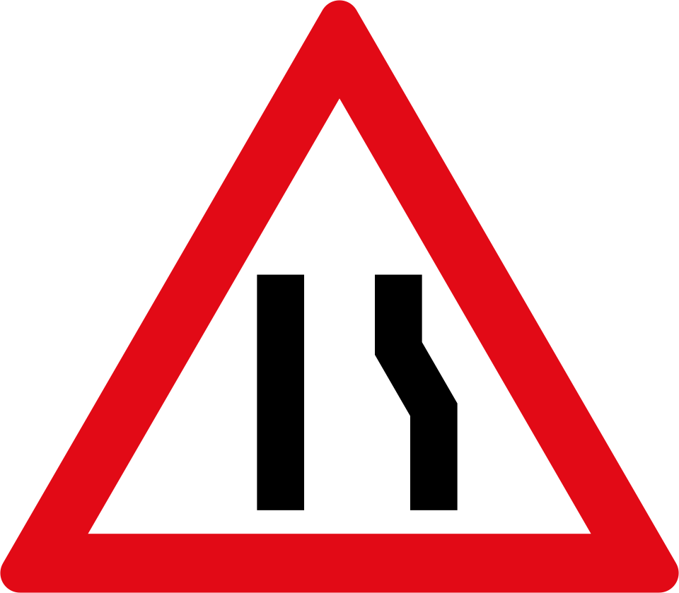 Road narrows from one side only (W329)